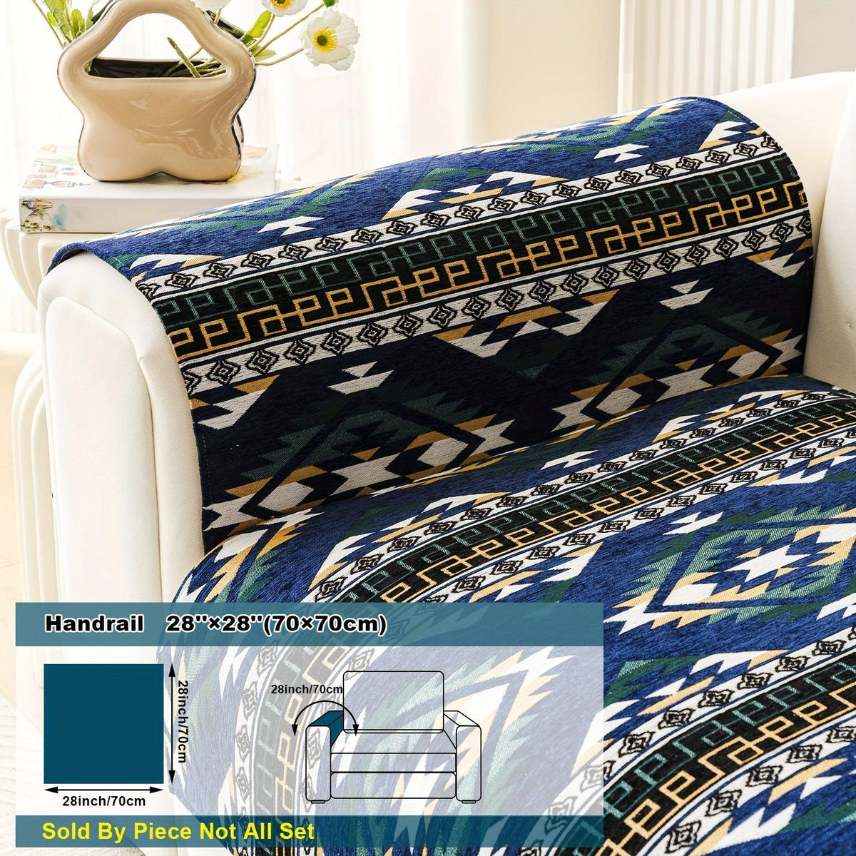 Boho Couch Cover - Chic Snow Chenille Sofa Slipcover