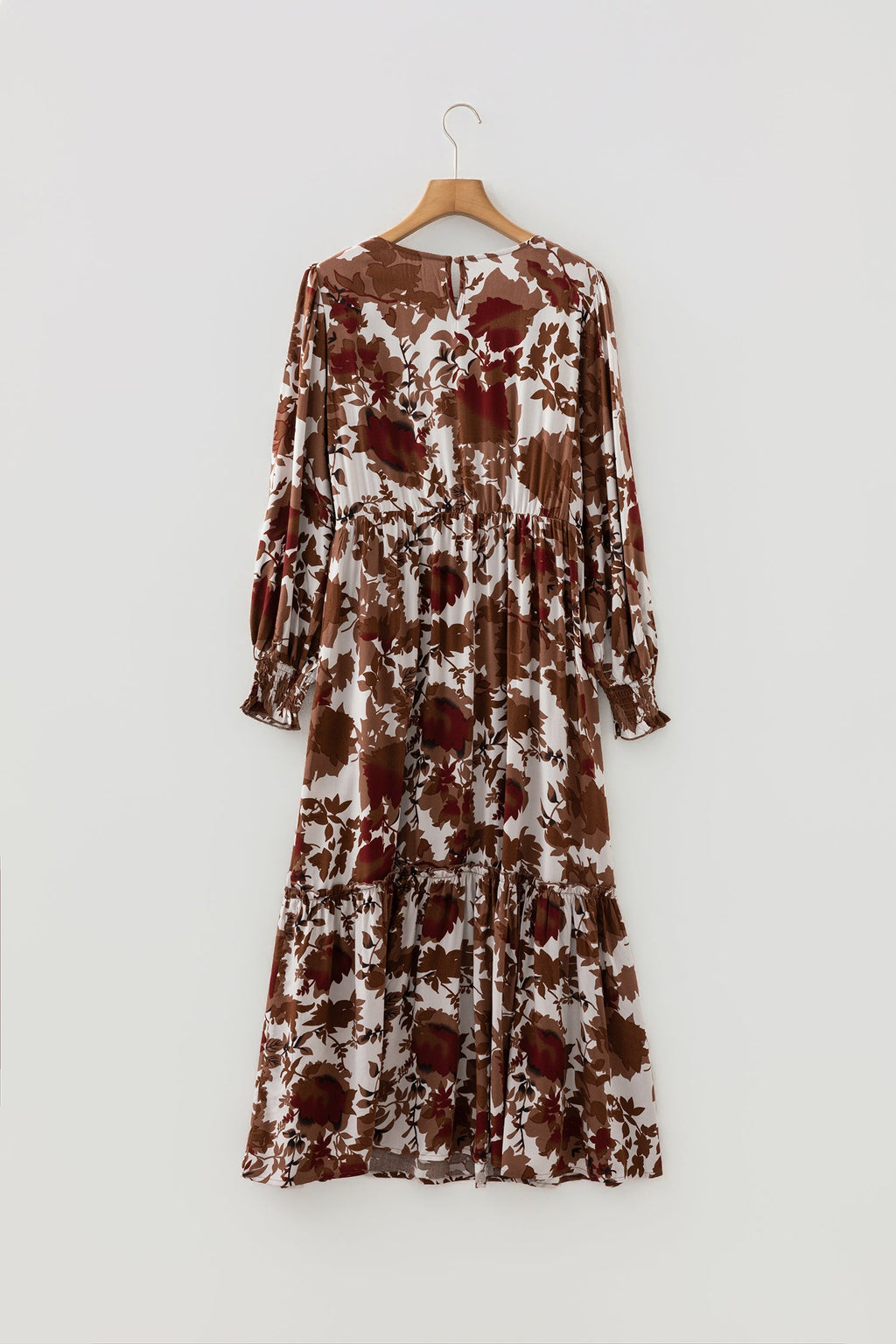 Floral Smocked Puff Sleeve Ruffle Maxi Dress