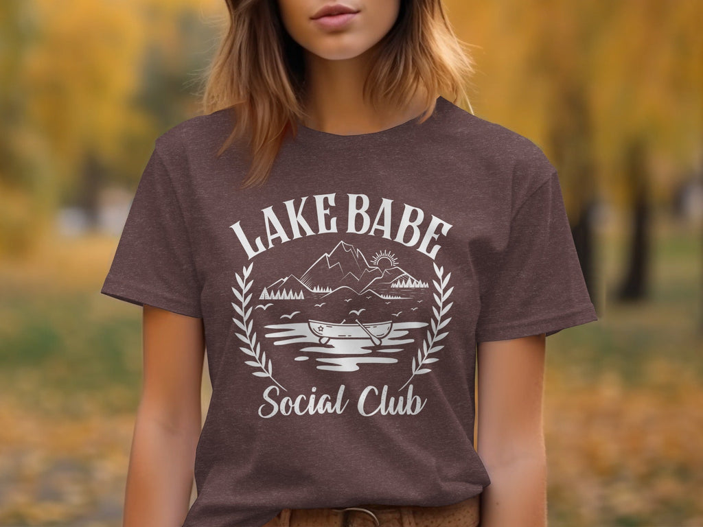 Lake Babe Social Club Mountains and Boat Graphic T-Shirt
