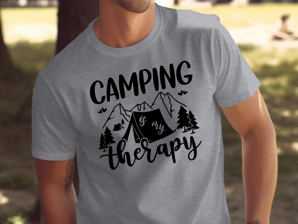 Camping Is My Therapy Mountain Design Graphic T-Shirt