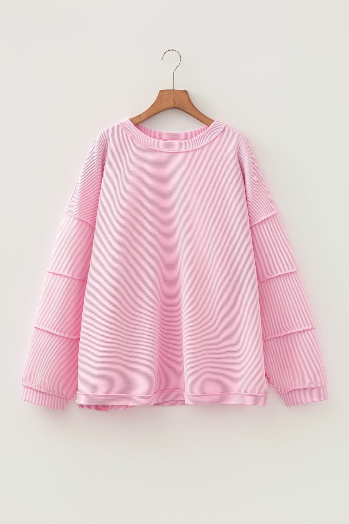 Plus Size Solid Ribbed Drop Shoulder Top