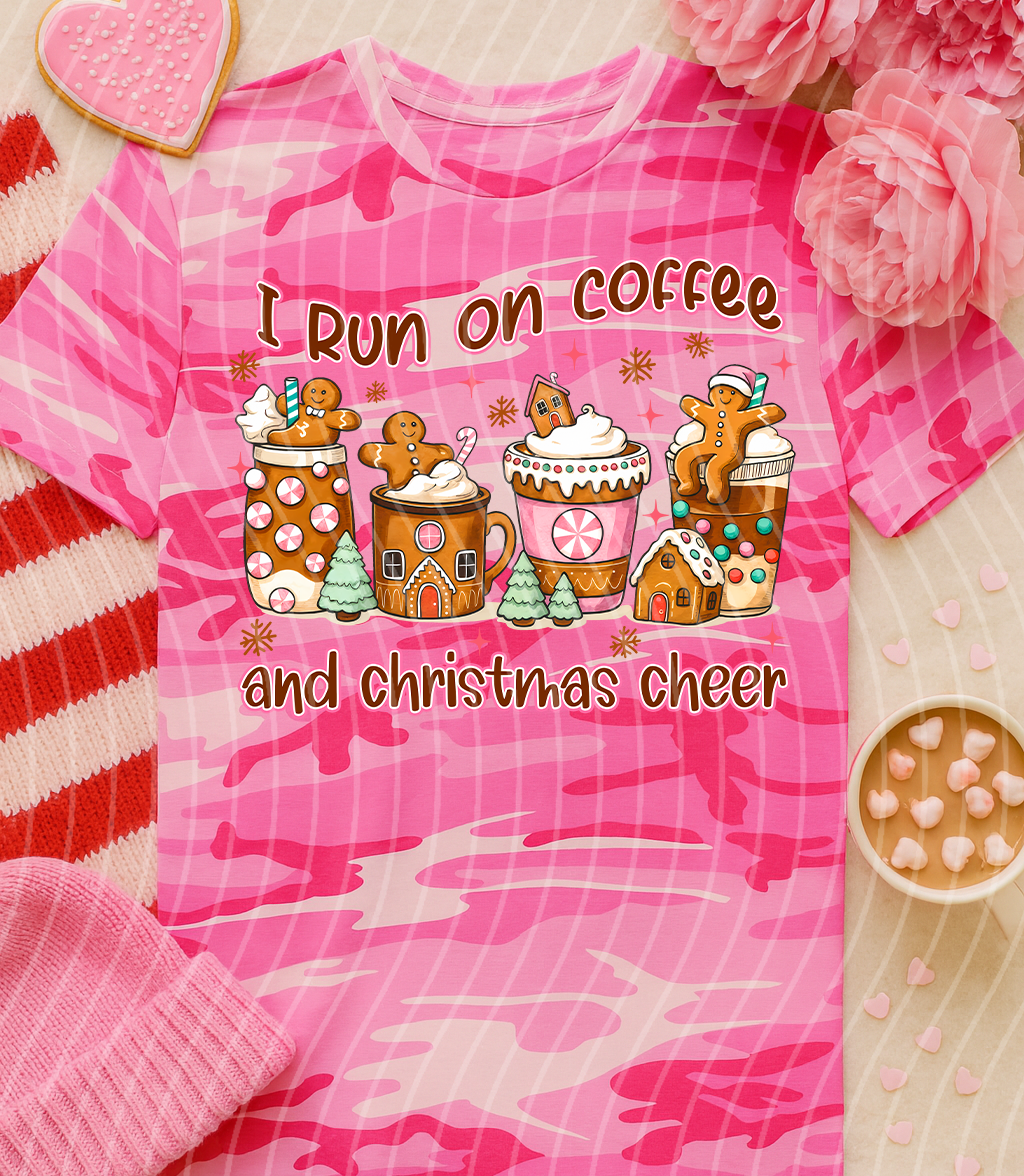 I Run on Coffee and Christmas Cheer Graphic Tee