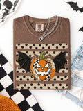 Retro Spooky Bat Pumpkin Comfort Colors Graphic Tee