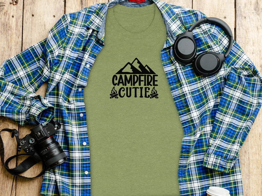 Campfire Cutie With Mountain Silhouette Graphic T-Shirt
