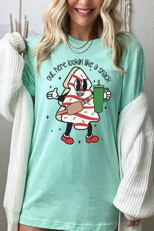 Christmas Cookie Graphic T-Shirt - "Lookin' Like a Snack" | Femstylo
