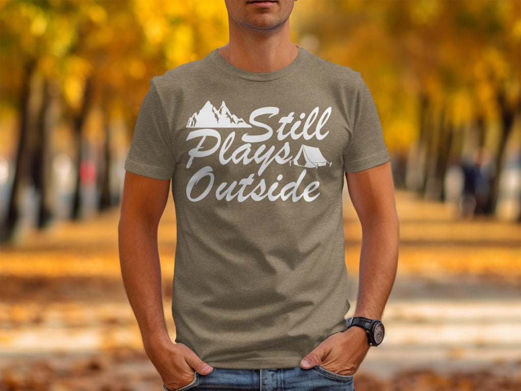 Still Plays Outside With Mountain Tent Graphic T-Shirt