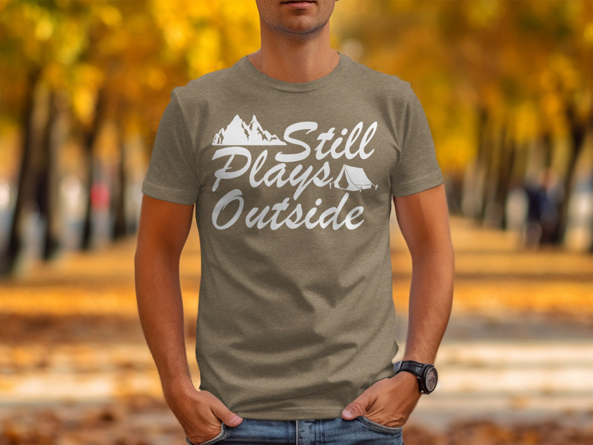 Still Plays Outside With Mountain Tent Graphic T-Shirt