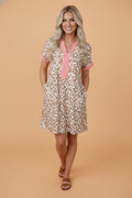 Western Stripe Colorblock Short Sleeve Mini Dress