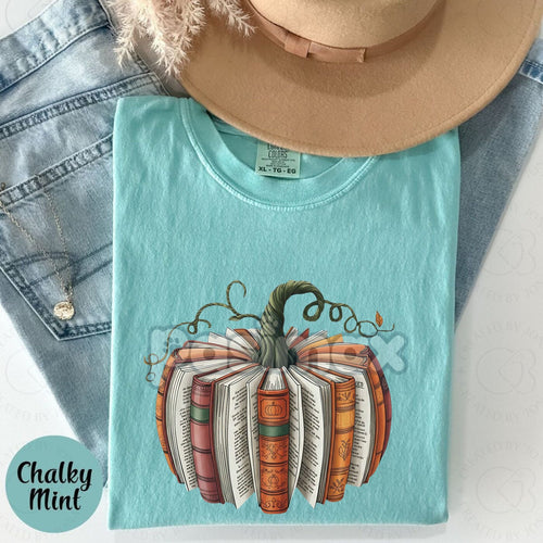 'Made With Books' Fall Pumpkin T-shirt – Book Lover Gift, Librarian Tee, Teacher School Shirt, Cozy Autumn Apparel
