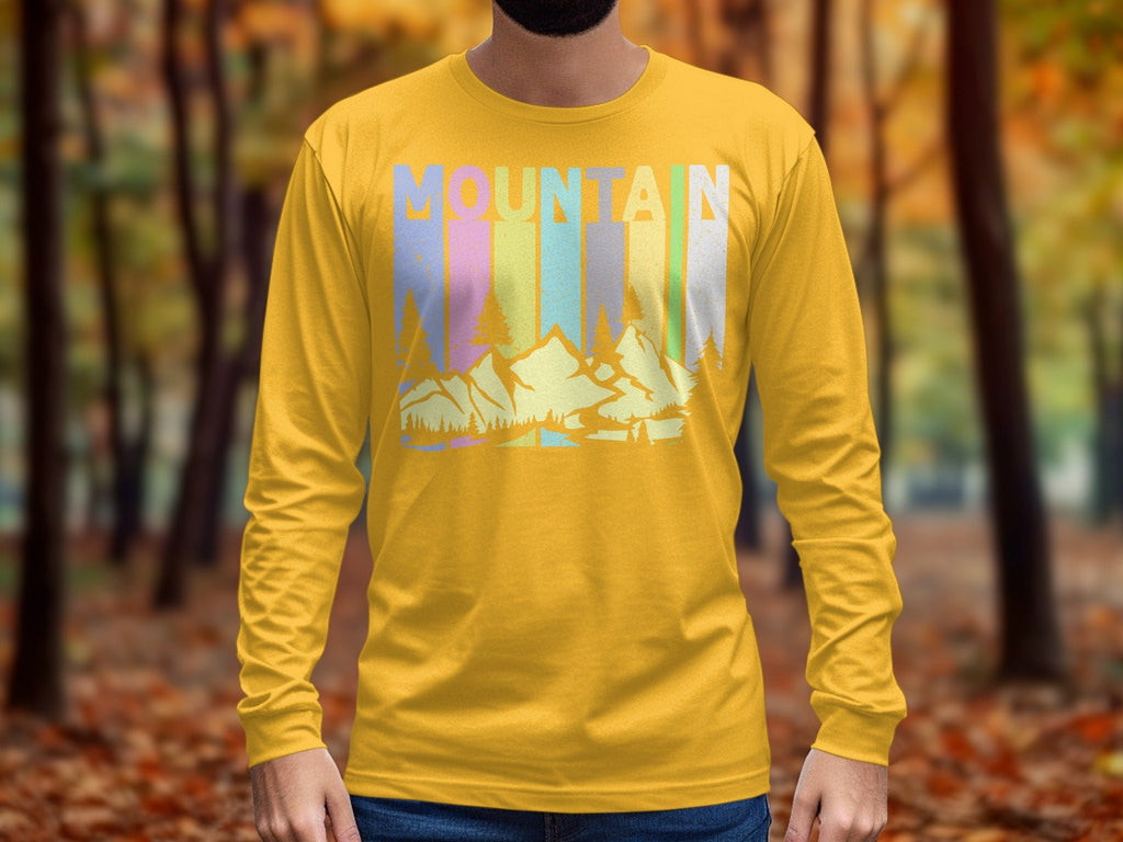 Colorful Mountain Scenery Graphic T-Shirt Long Sleeve T-Shirt