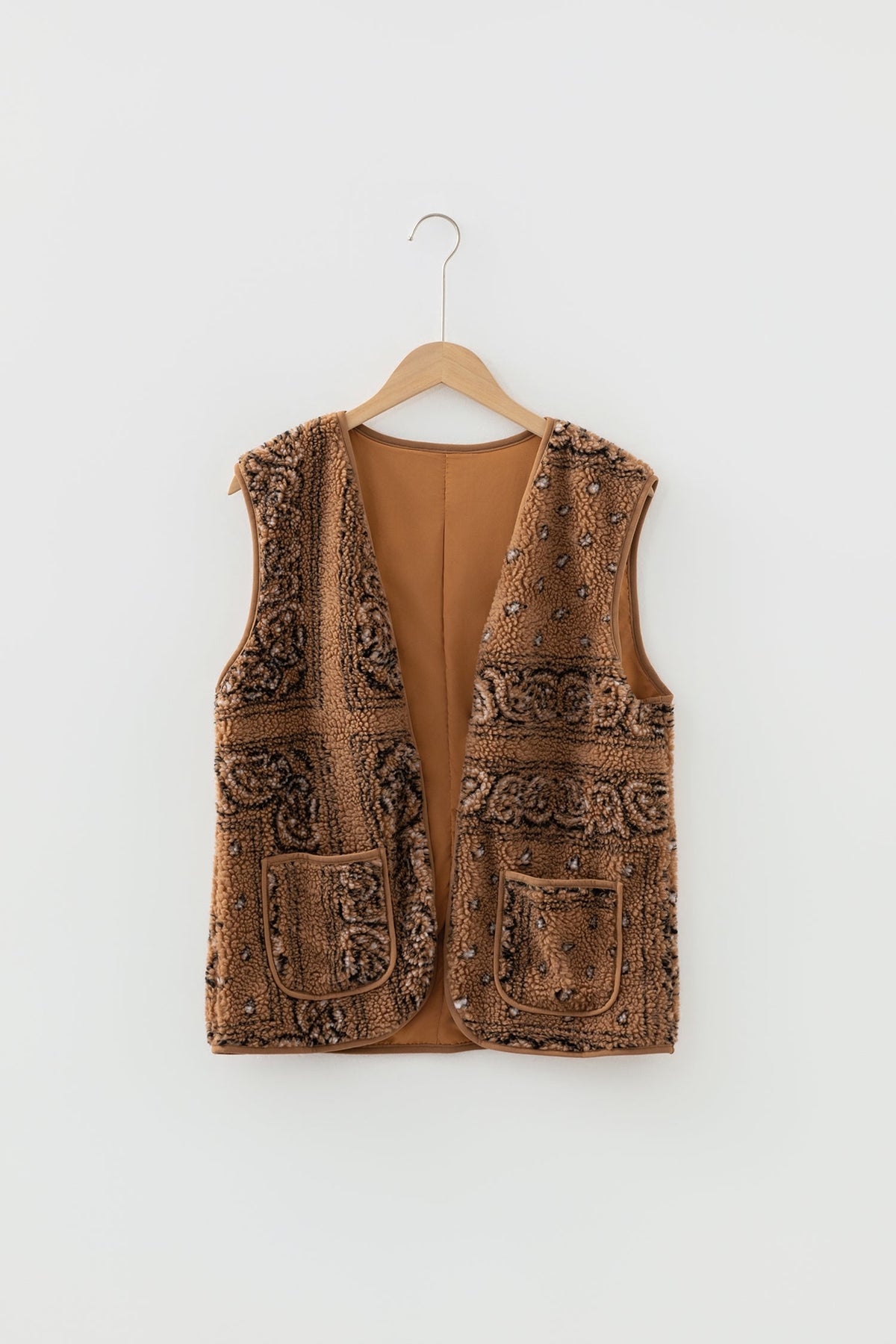 Western Paisley Sherpa Pocketed Vest