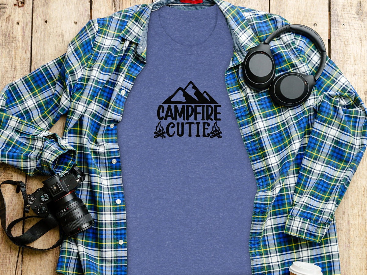 Campfire Cutie With Mountain Silhouette Graphic T-Shirt