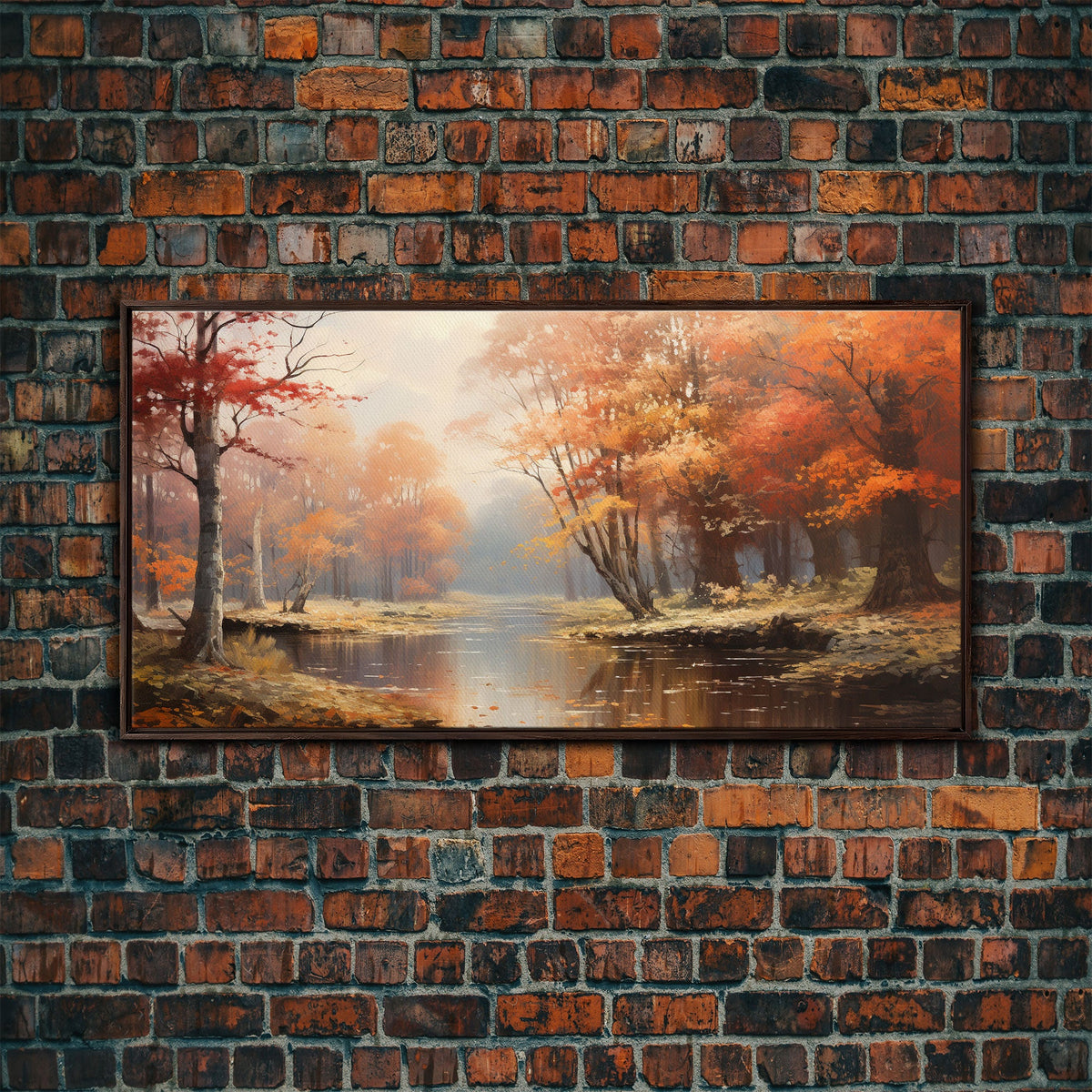 Beautiful Fall Landscape Painting Framed Canvas Print, Fall Decor, Thanksgiving Decor, Autumn Decor, Home Decor, Fall Decorations