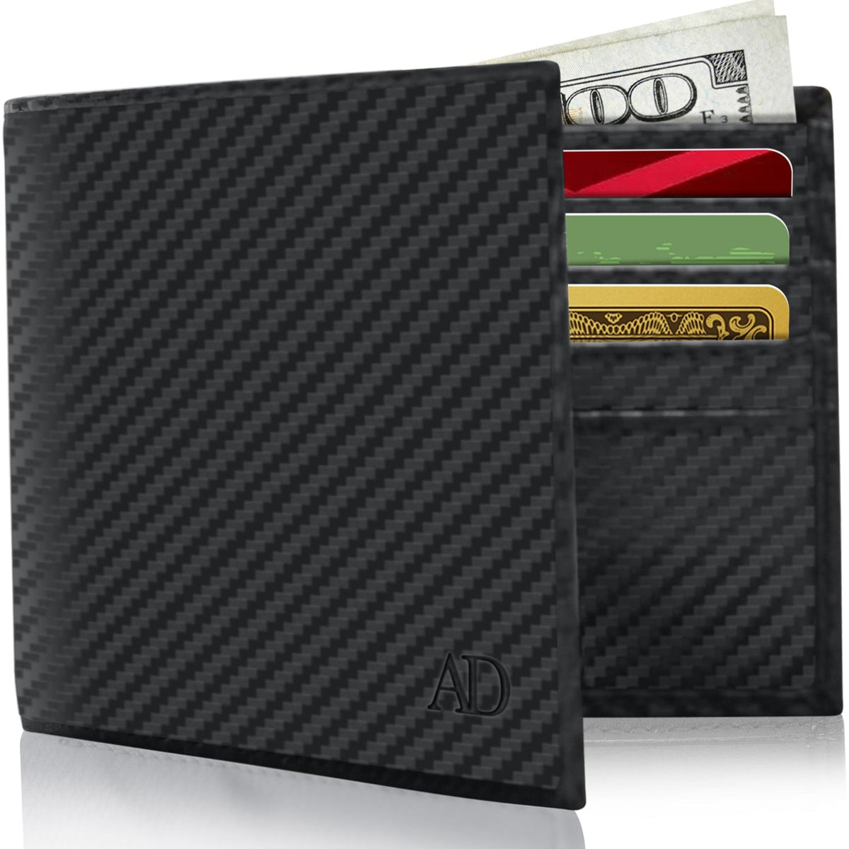 Genuine Leather Slim Bifold Wallet – ID Window, RFID Blocking