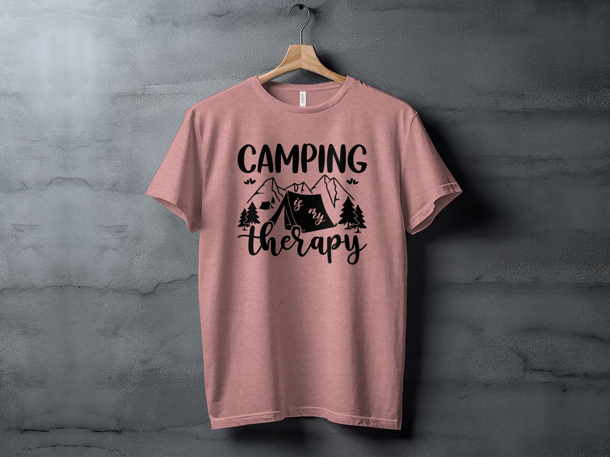 Camping Is My Therapy Mountain Design Graphic T-Shirt