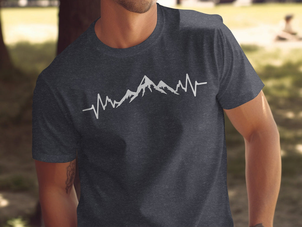 Mountain Heartbeat Line Illustration Graphic Design T-Shirt