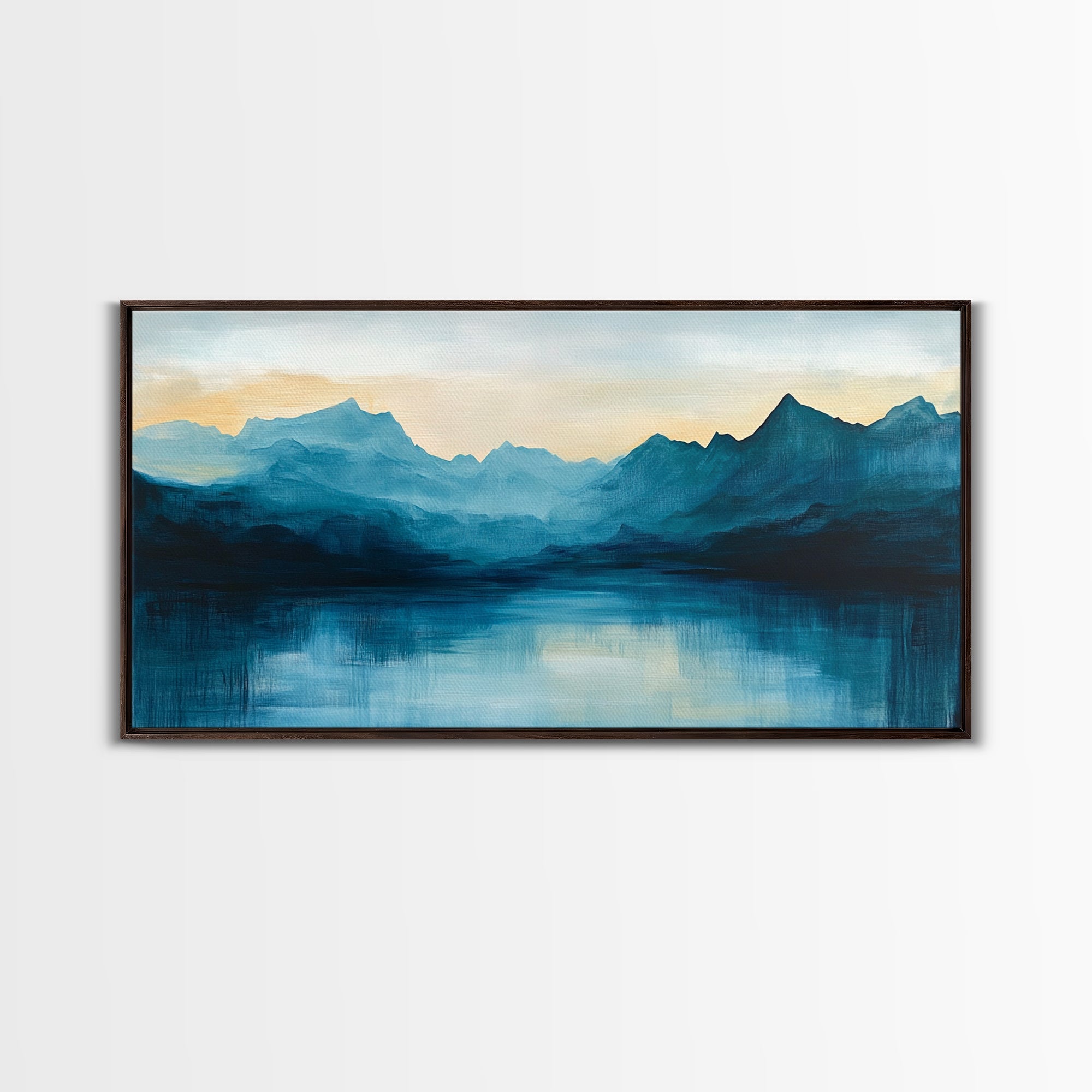 Moody Mountains, Blue Landscape, Panoramic Art, Canvas Print, Smoky Mountain Art, Extra Wide Art, Minimalist Art, Above Sofa Art