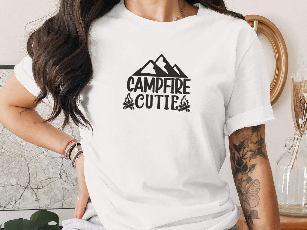Campfire Cutie With Mountain Silhouette Graphic T-Shirt