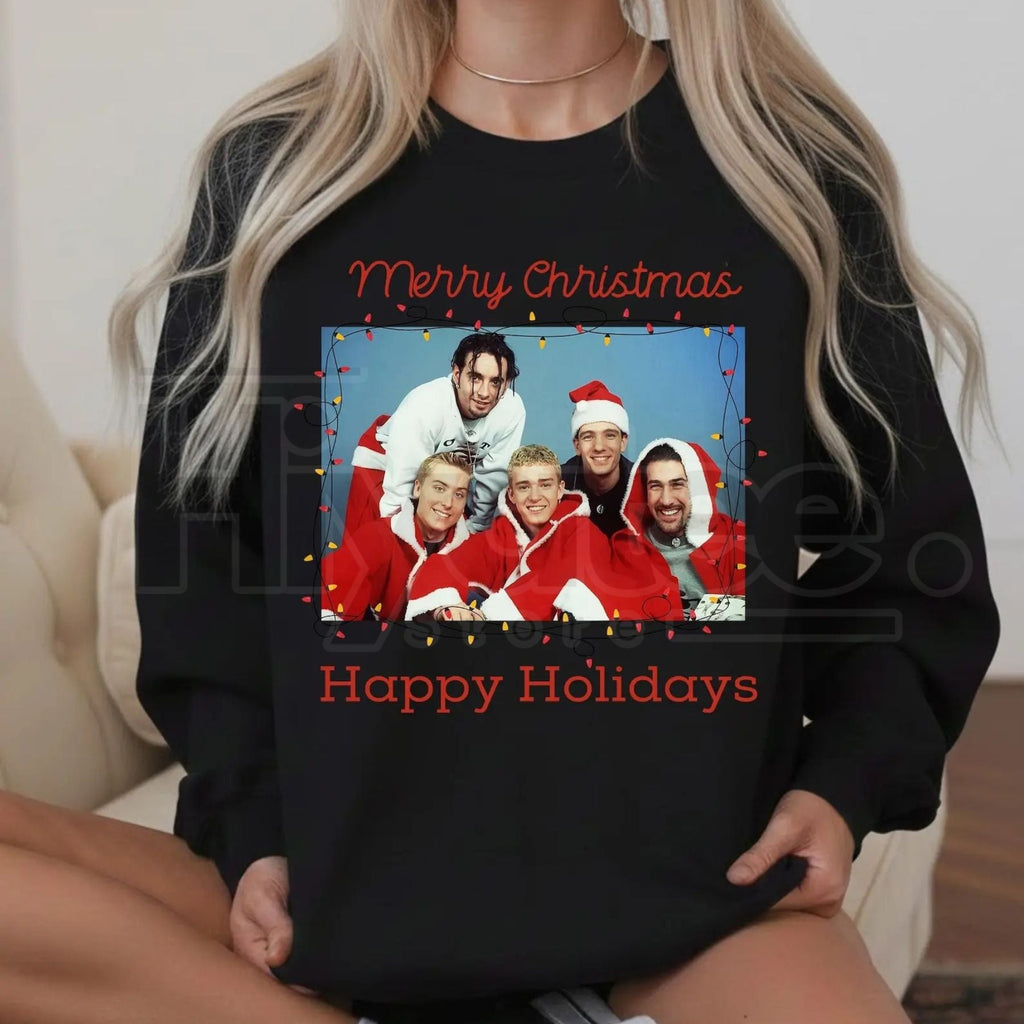 Ugly NSYNC Christmas Sweatshirt: Merry Christmas Happy Holidays Retro Shirt