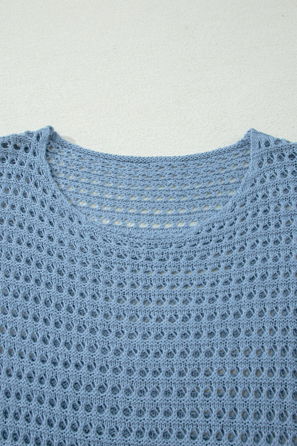 Solid Crochet Knit Long Sleeve Sweater