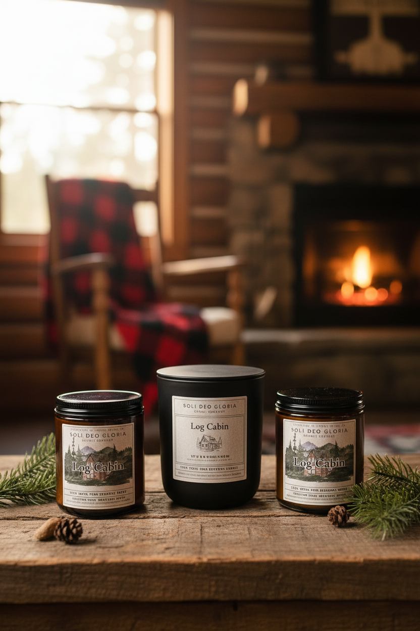 Log Cabin Beeswax Candle | Cozy Woodsy Fall & Winter Candle