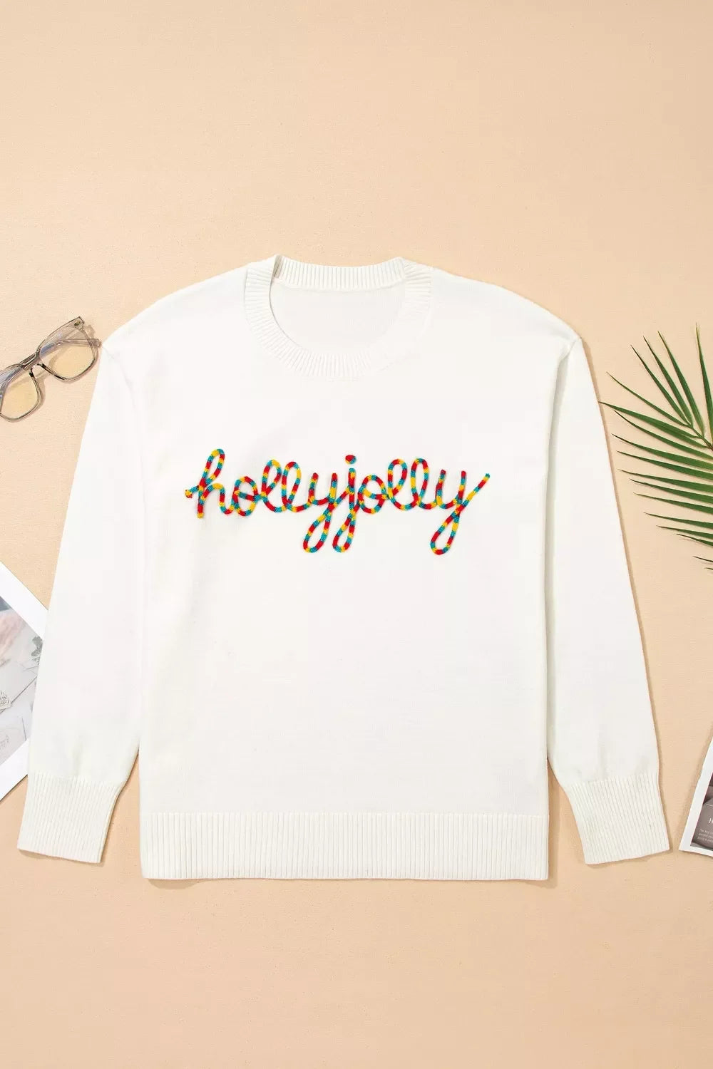 Colorful Holly Jolly Christmas Knit Loose Sweater