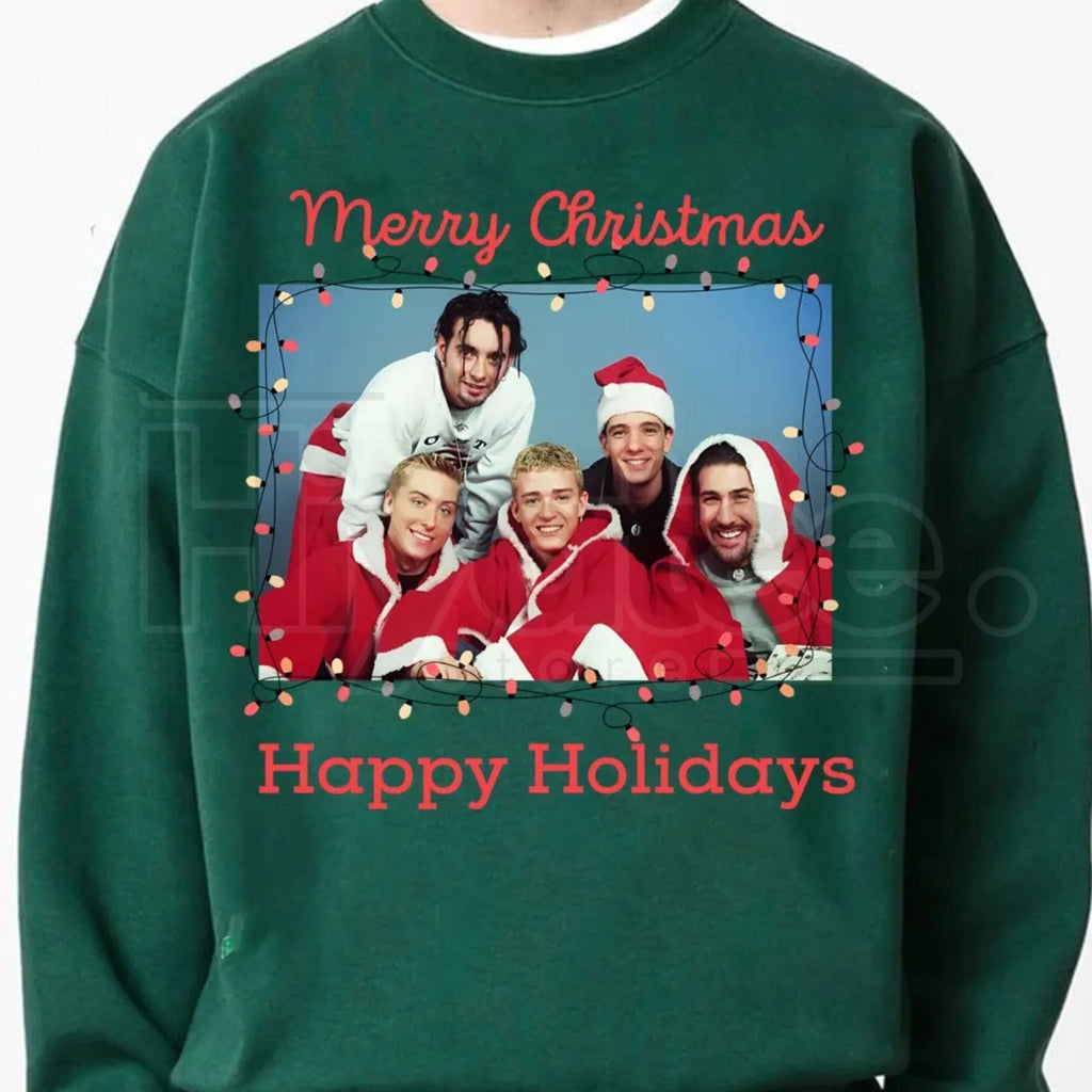 Ugly NSYNC Christmas Sweatshirt: Merry Christmas Happy Holidays Retro Shirt