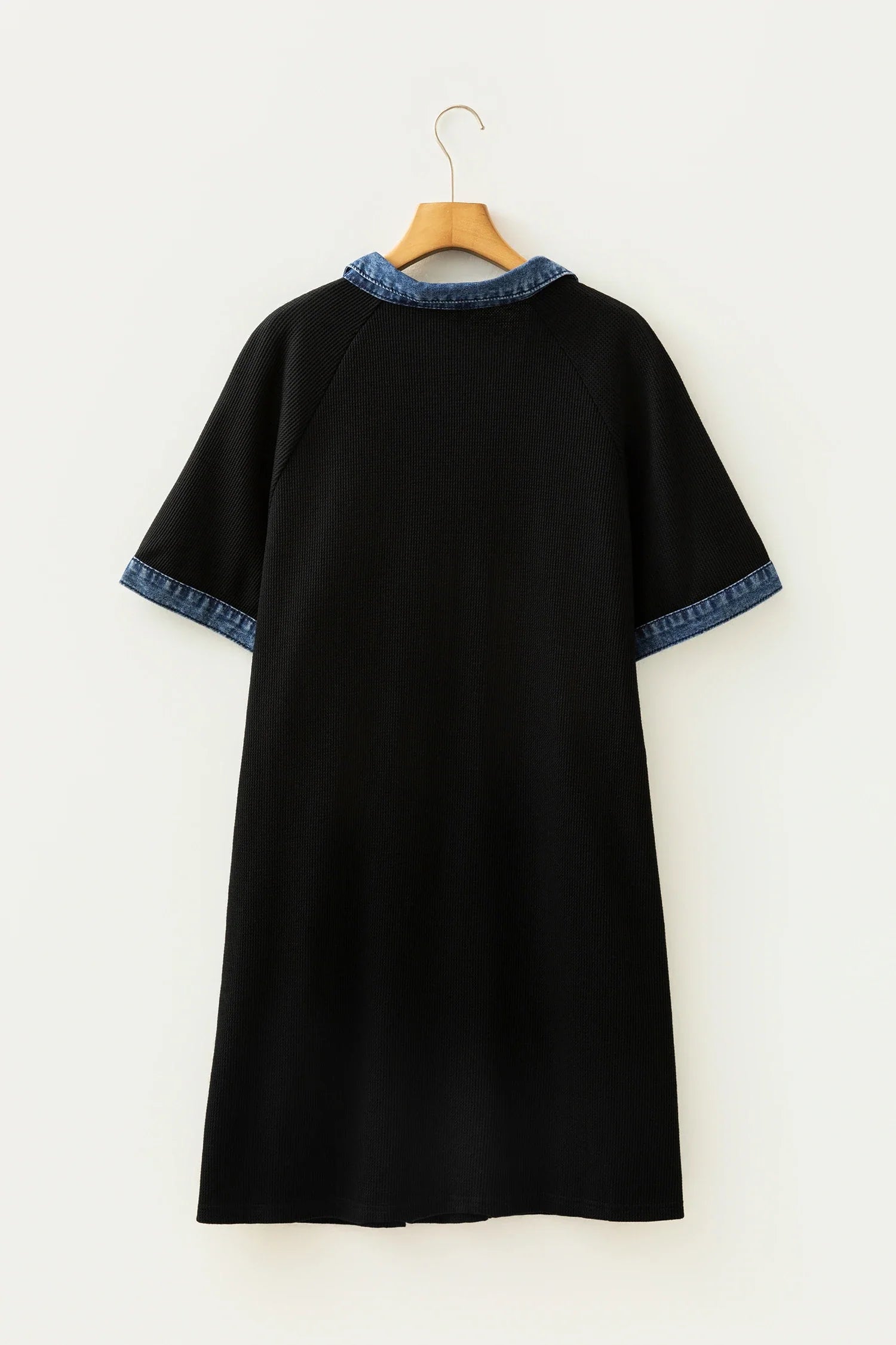 Plus Size Denim Colorblock Polo Collar Mini Dress