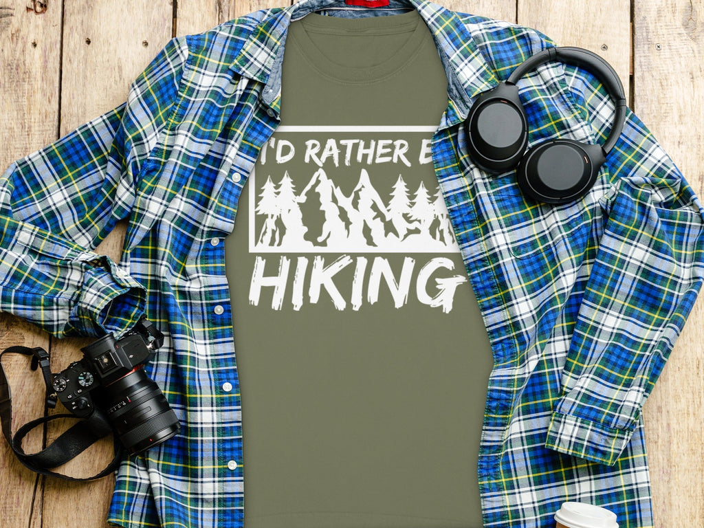 I'd Rather Be Hiking Mountain Graphic Long Sleeve T-Shirt