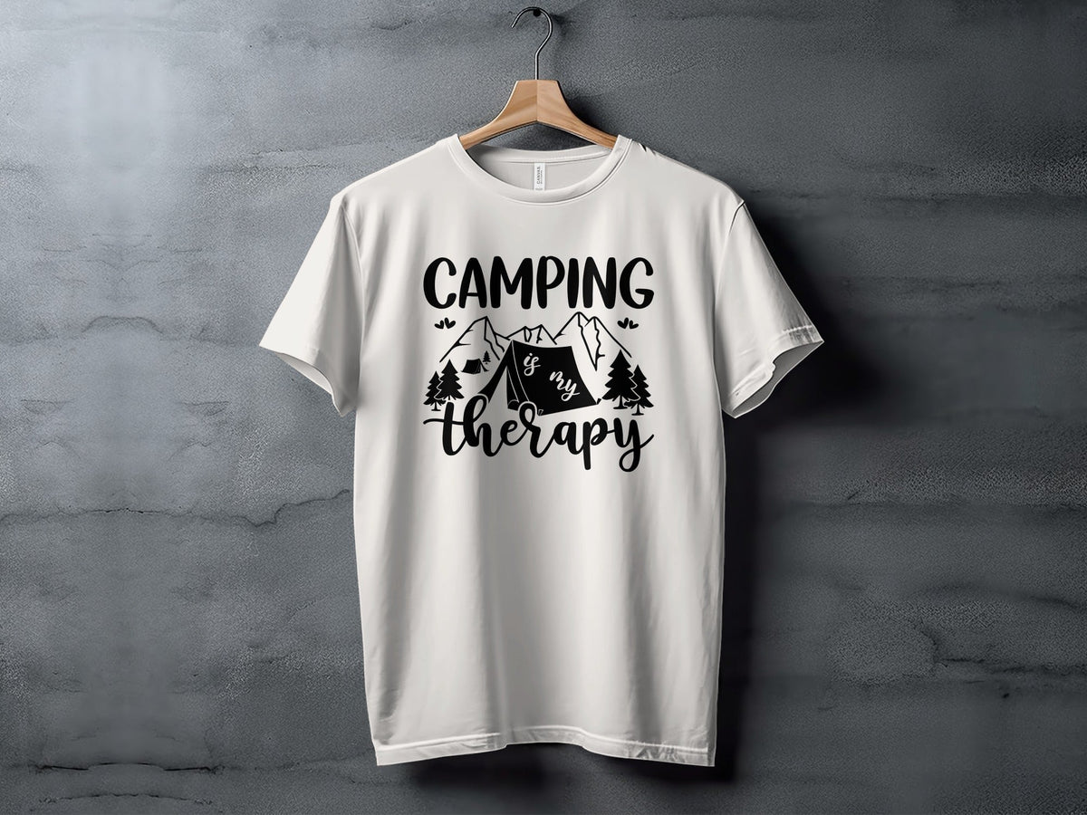 Camping Is My Therapy Mountain Design Graphic T-Shirt