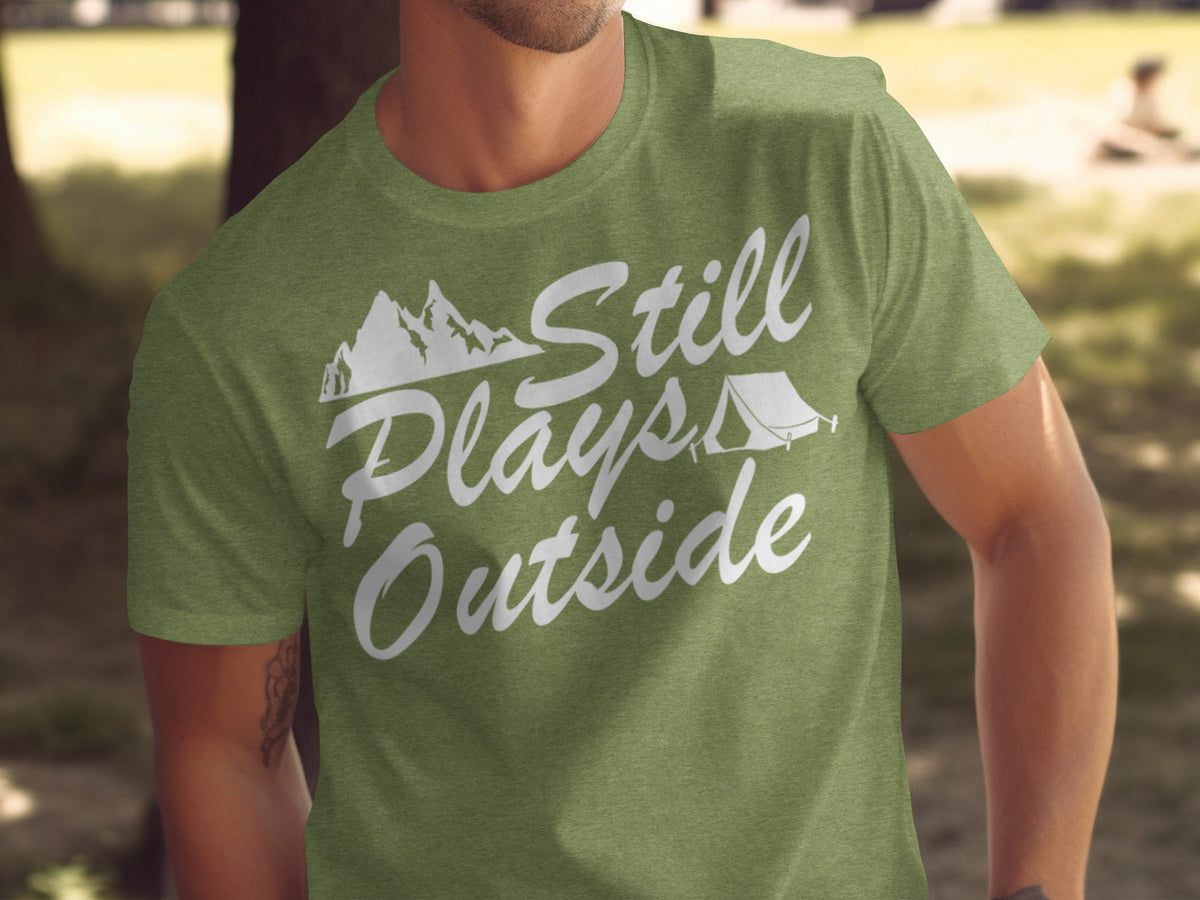 Still Plays Outside With Mountain Tent Graphic T-Shirt