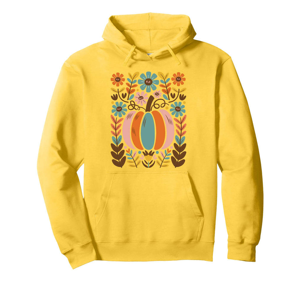 Floral Boho Pumpkin Halloween Fall Teens Hoodie - Streetwear Style Unisex