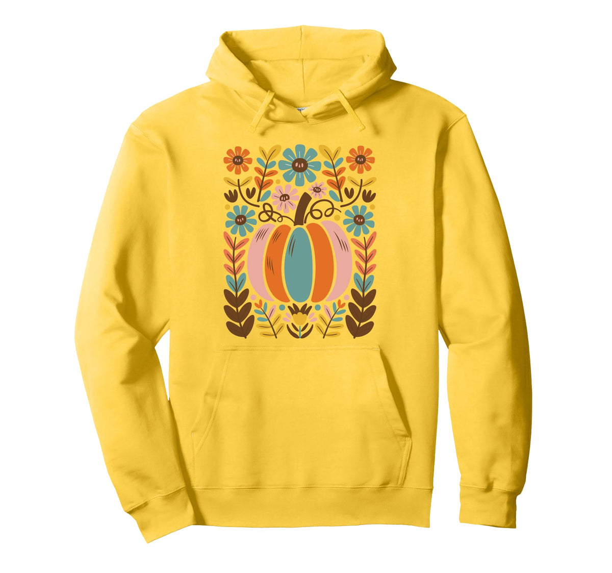 Floral Boho Pumpkin Halloween Fall Teens Hoodie - Streetwear Style Unisex
