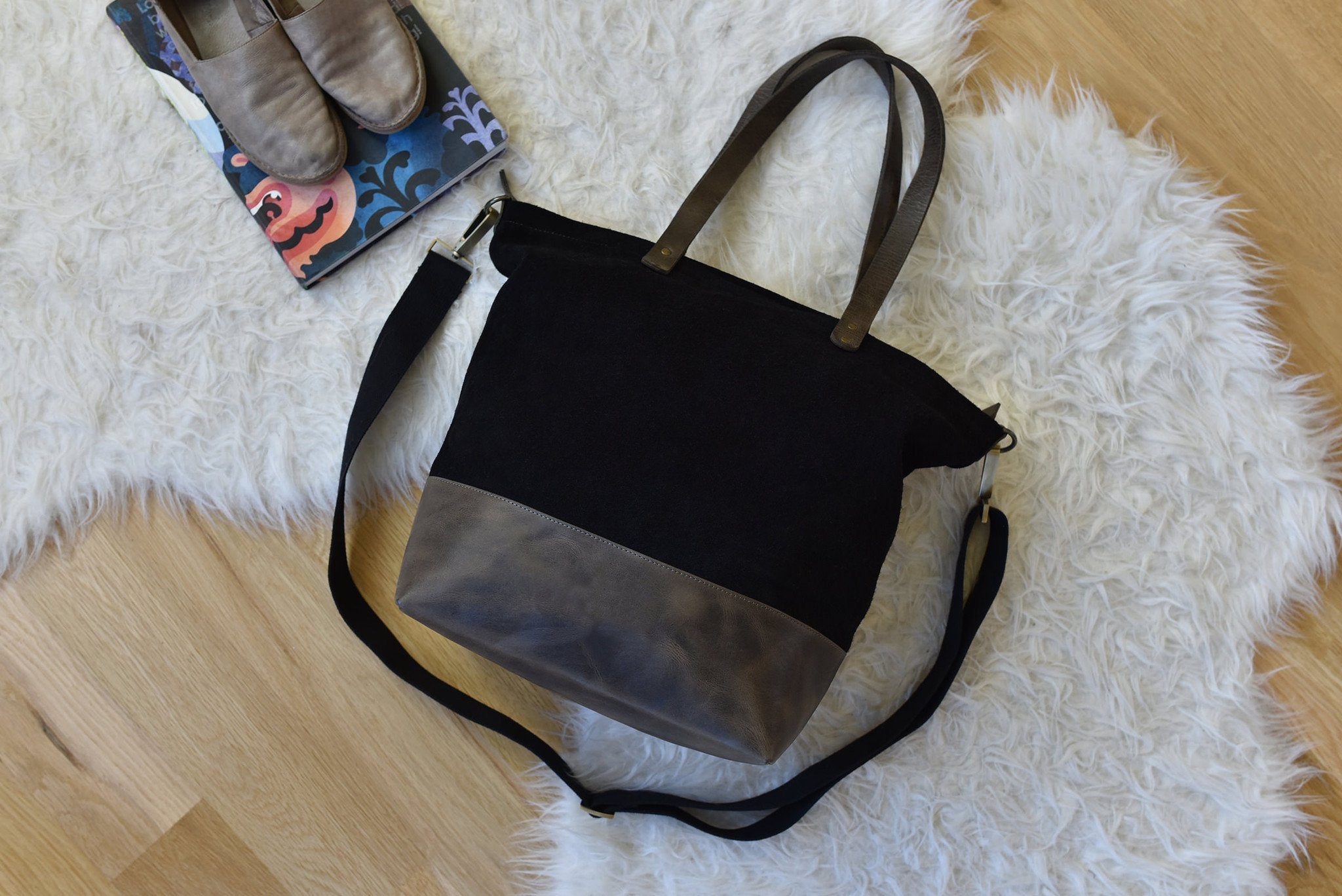 Waxed Canvas And Leather Boyfriend Tote Bag Large Everyday