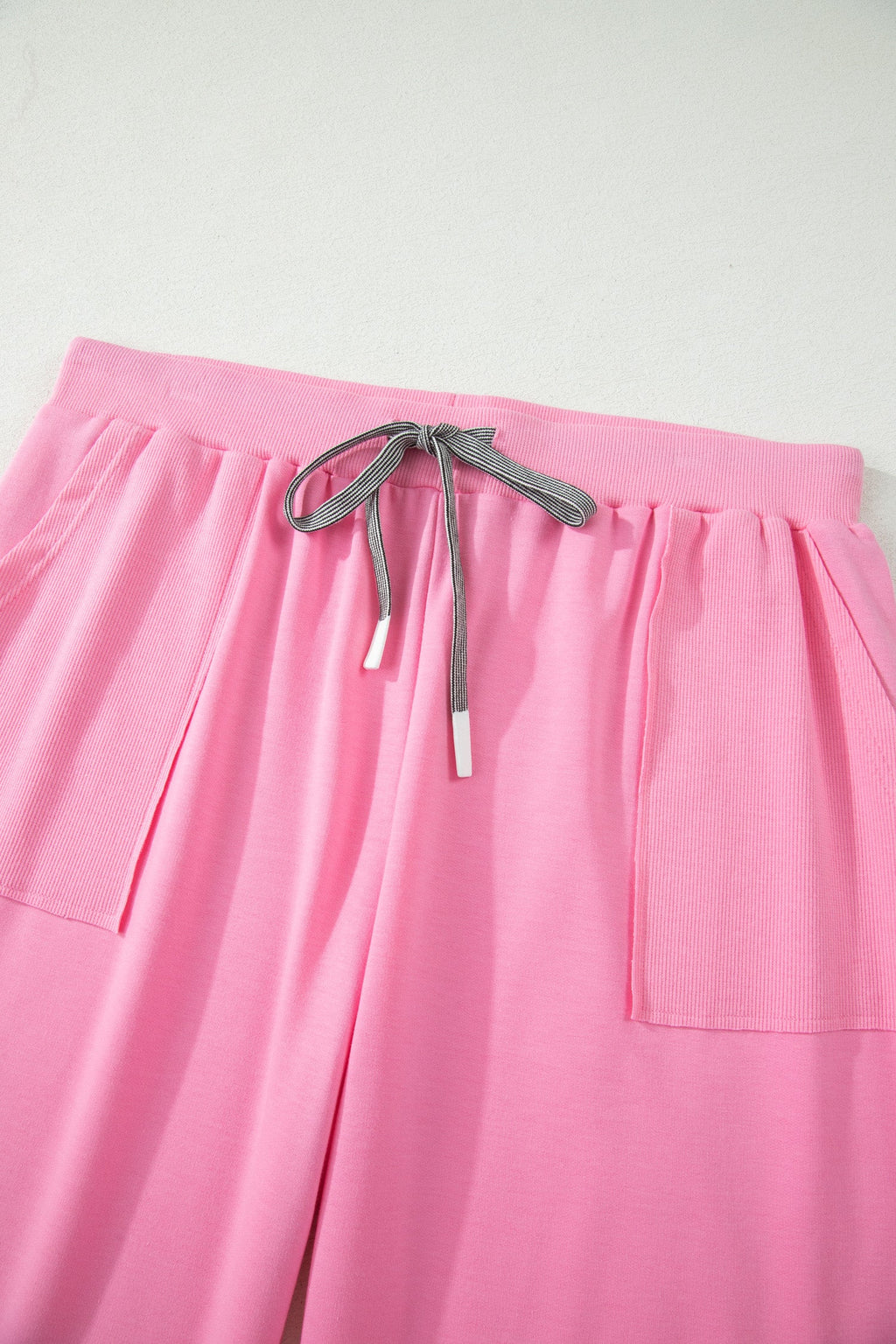 Plus Size Solid V-Neck Tee & Drawstring Pants Set