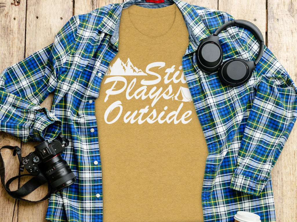 Still Plays Outside With Mountain Tent Graphic T-Shirt