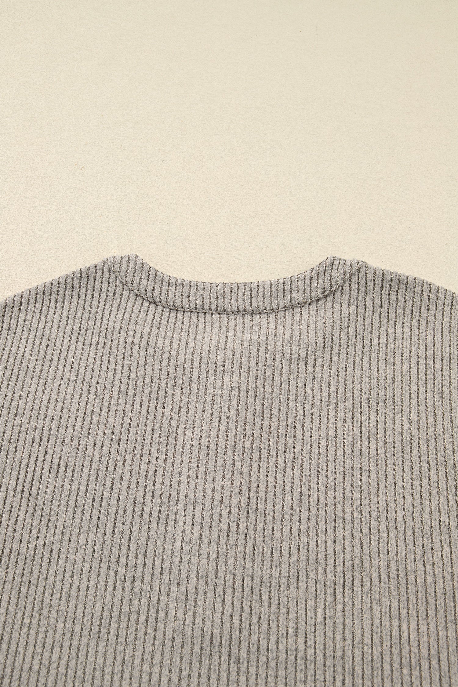 Plus Size Ribbed Knit Kangaroo Pocket Henley Top