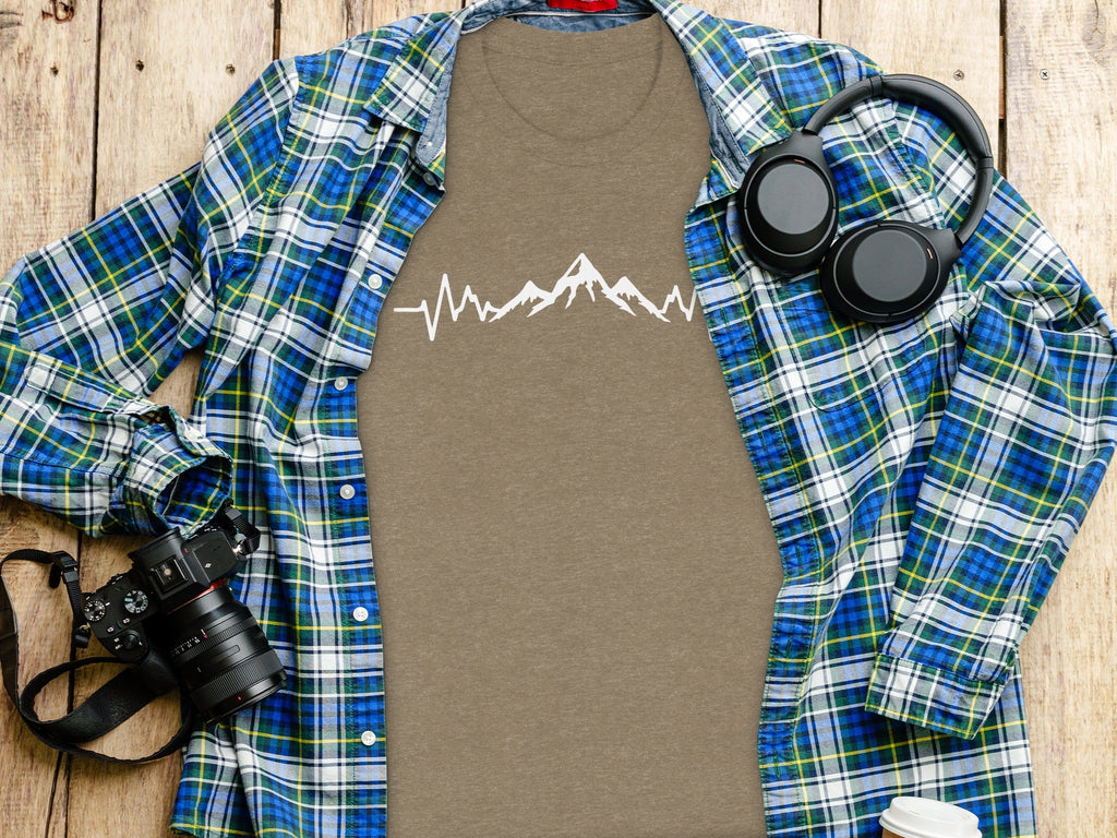 Mountain Heartbeat Line Illustration Graphic Design T-Shirt