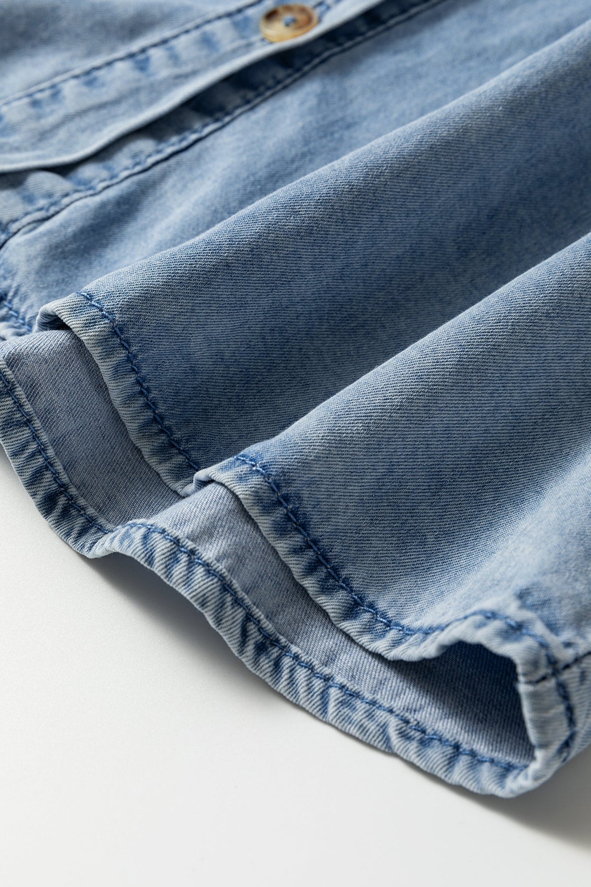 Western Denim Ruffle Peter Pan Collar Shirt