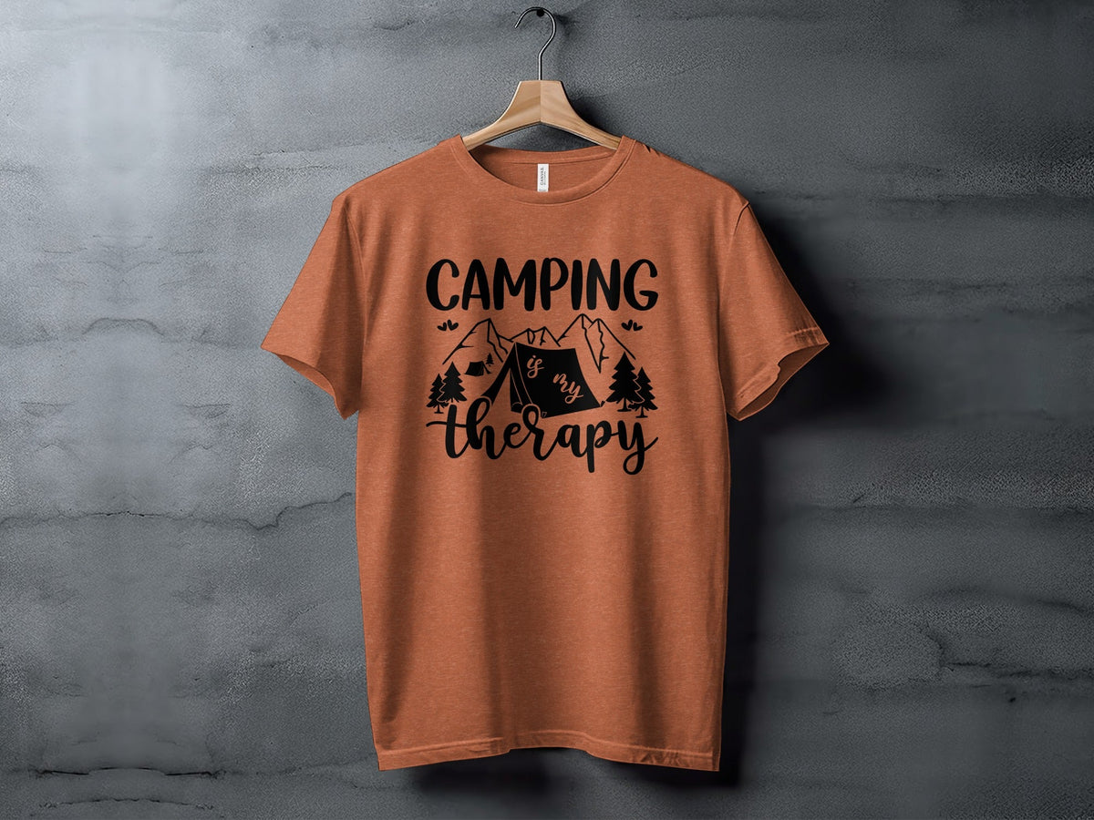 Camping Is My Therapy Mountain Design Graphic T-Shirt