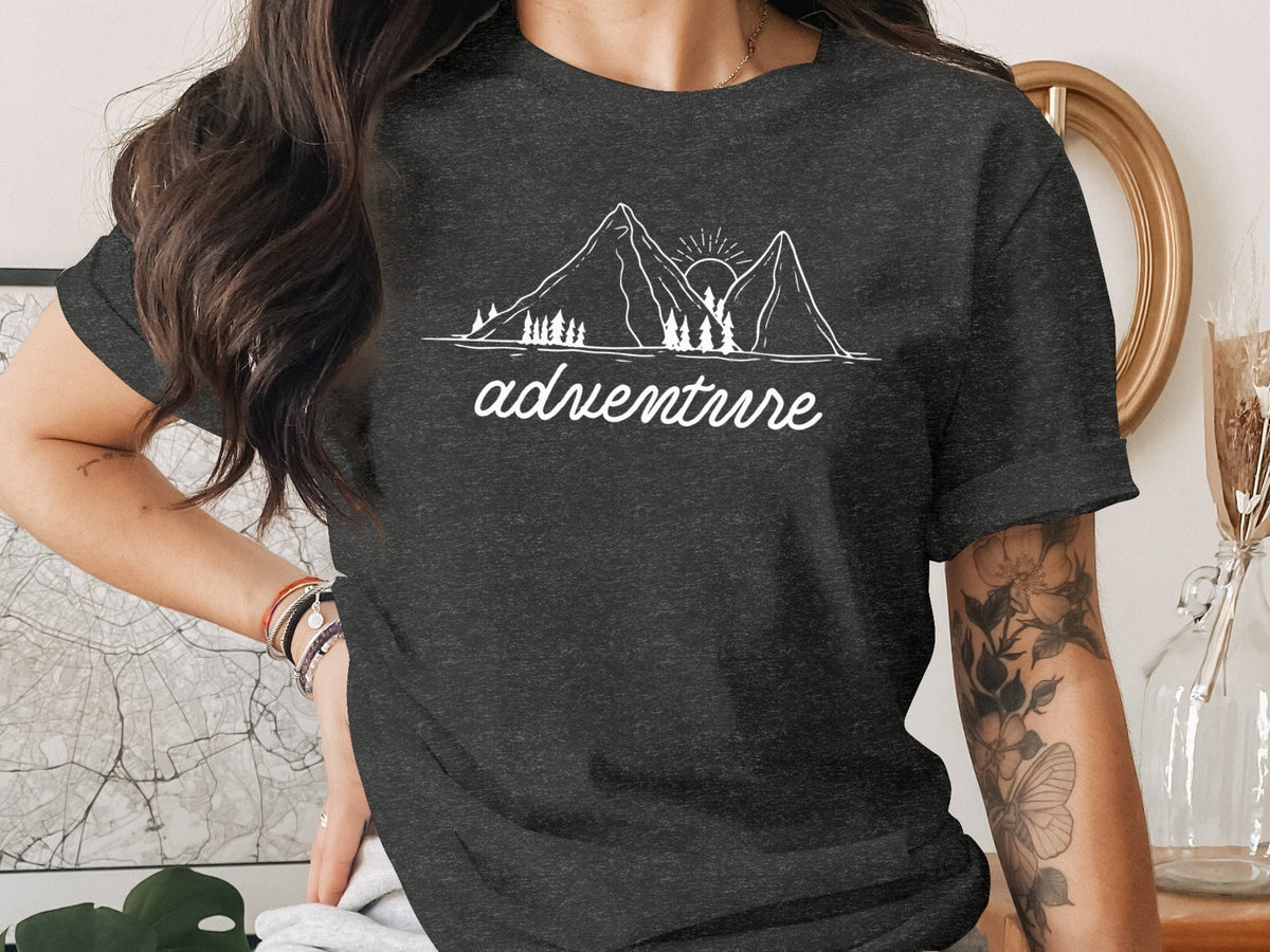 Adventure Awaits Mountains Graphic Tee Nature Lovers T-Shirt