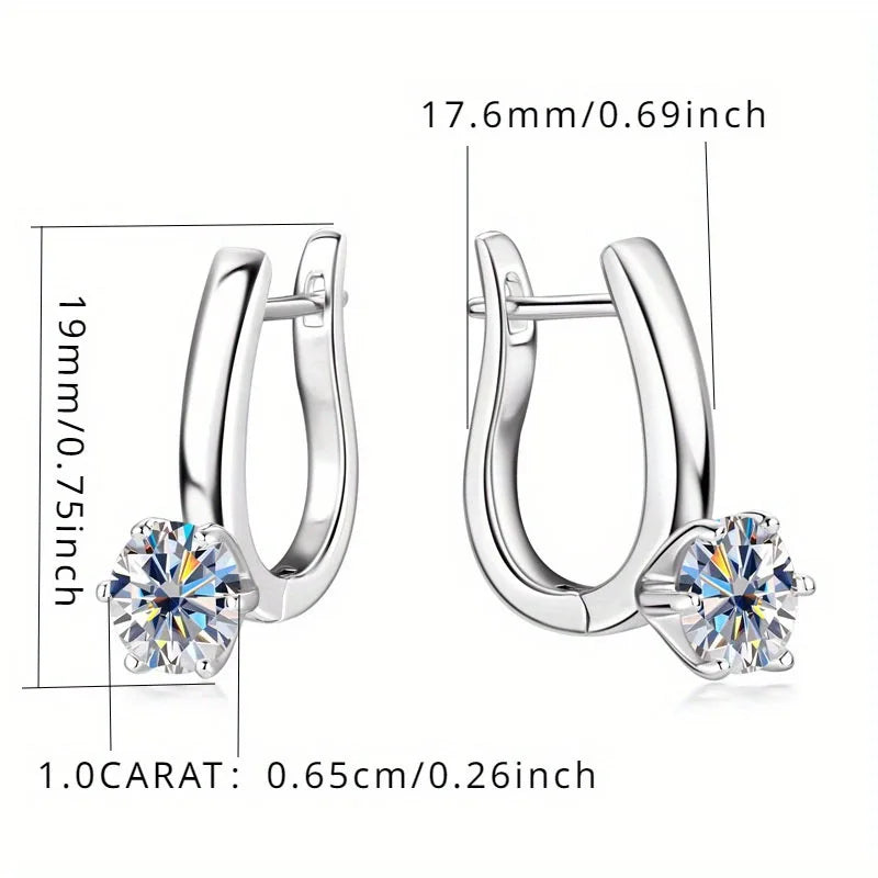 925 Sterling Silver Moissanite Hoop Earrings Retro Simple Light Luxury