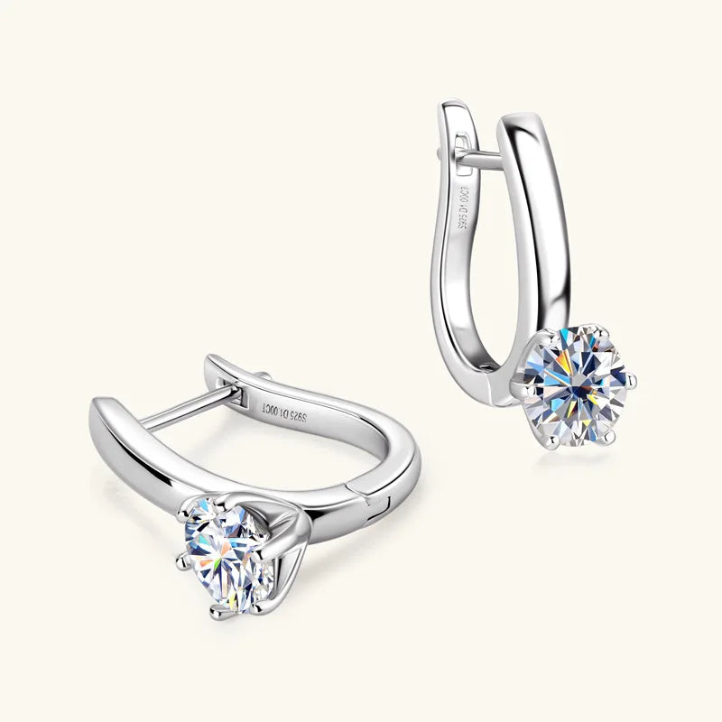 925 Sterling Silver Moissanite Hoop Earrings Retro Simple Light Luxury