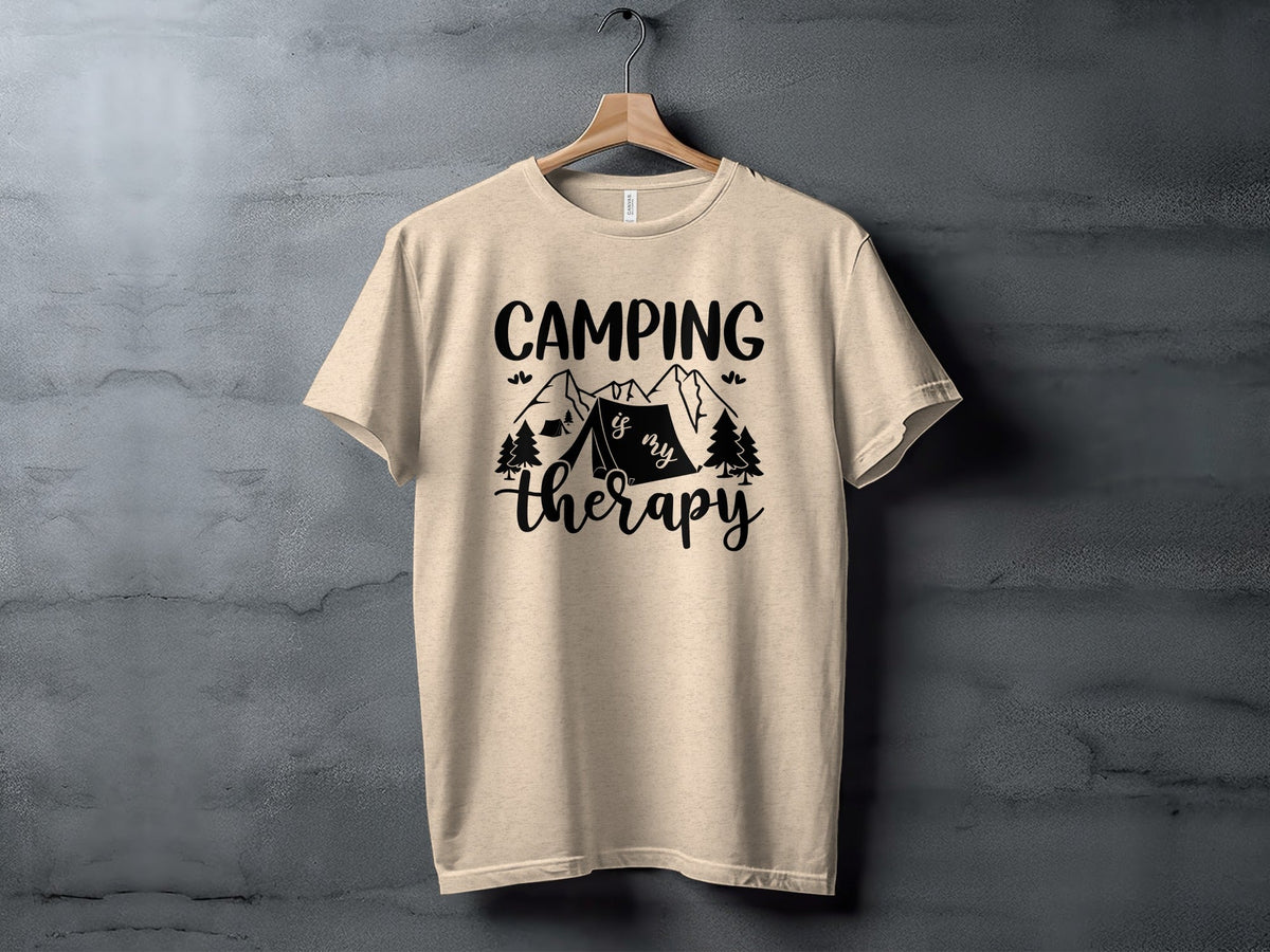 Camping Is My Therapy Mountain Design Graphic T-Shirt