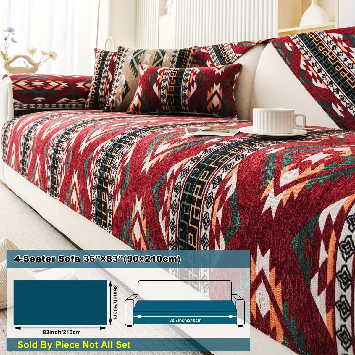 Boho Couch Cover - Chic Snow Chenille Sofa Slipcover