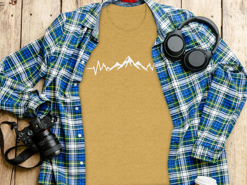 Mountain Heartbeat Line Illustration Graphic Design T-Shirt