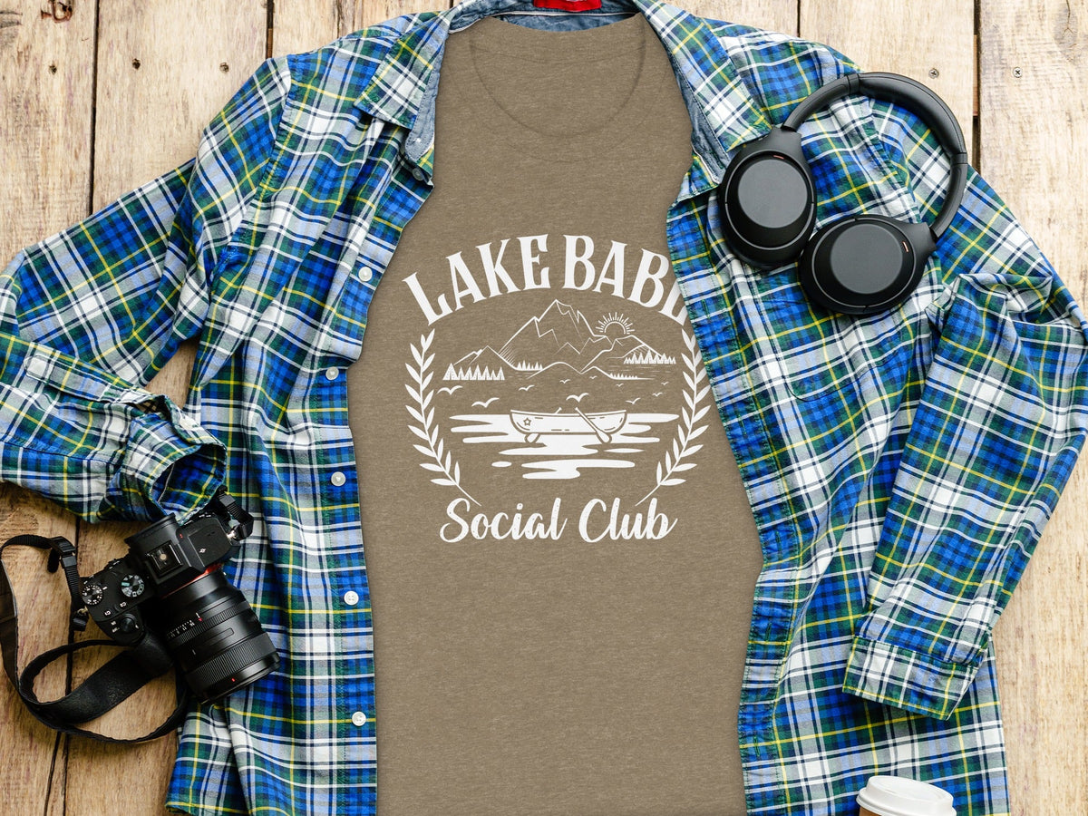 Lake Babe Social Club Mountains and Boat Graphic T-Shirt