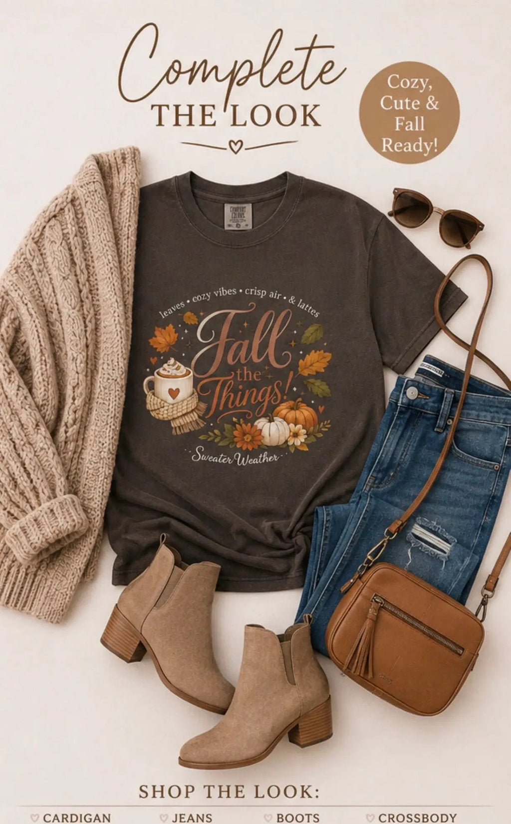 Fall the Things Womens Cozy Fall Coffee Pumpkin Tee Espresso Dyed Vintage Graphic Autumn Apparel