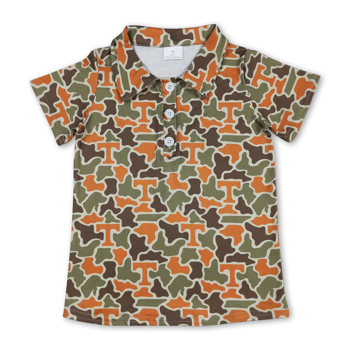 Short sleeves camo T kids boys team polo shirt