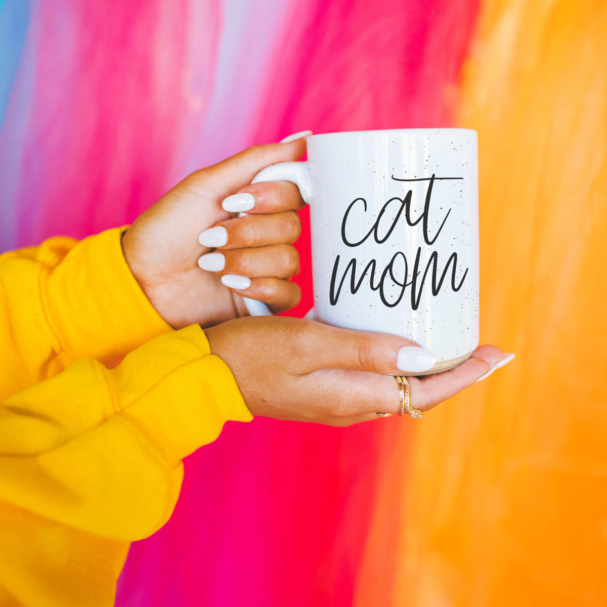 Cat Mom Mug 16oz Ceramic Coffee Cup Funny Cat Lover Gift Dishwasher Safe